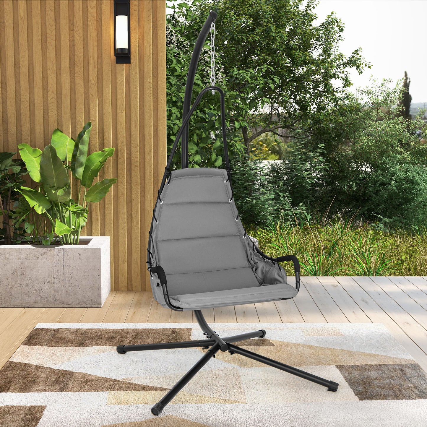 Hammock Swing Chair with Extra Large Padded Seat-Grey