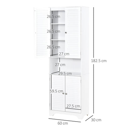 HOMCOM MDF Freestanding 6-Tier Bathroom Storage Cabinet White