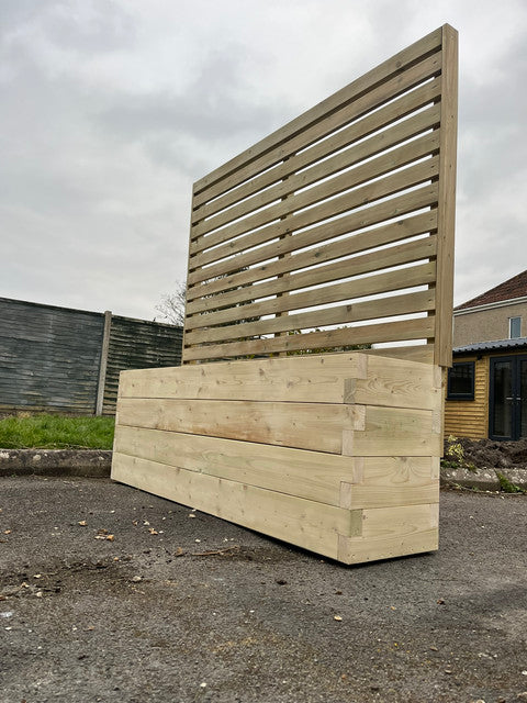 150 x 40 Planter With Trellis | Devonshire Planter and Trellis Combination |Wooden Planter With Trellis | Bespokeoutdoor | Garden Trellis