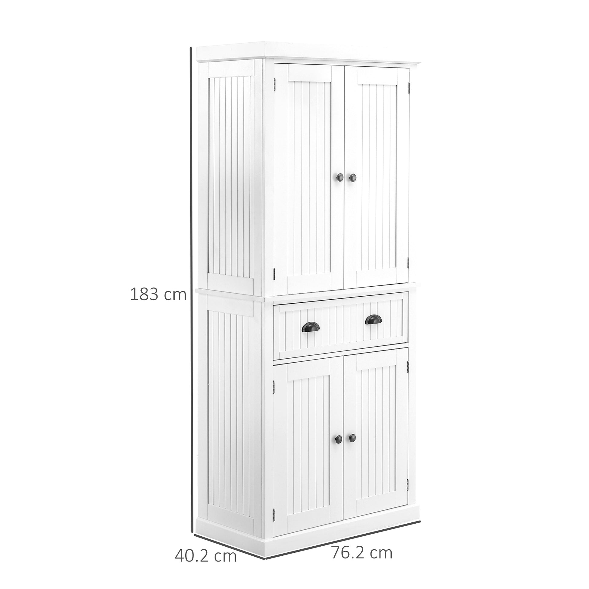 HOMCOM Traditional Kitchen Cupboard  Freestanding Storage Cabinet with Drawer, Doors and Adjustable Shelves, White