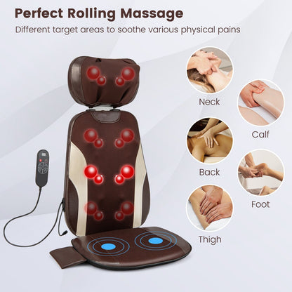 Back Massager Cushion with 46 Massaging Heads-Brown