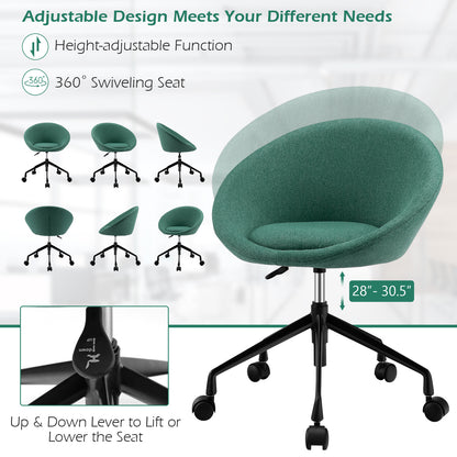 Modern Height Adjustable Swivel Accent Chair with Flexible Casters for Study Room and Make-up Room-Green