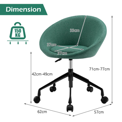 Modern Height Adjustable Swivel Accent Chair with Flexible Casters for Study Room and Make-up Room-Green