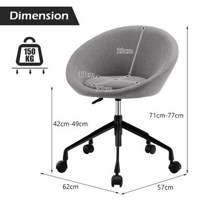 Modern Height Adjustable Swivel Accent Chair with Flexible Casters for Study Room and Make-up Room-Grey