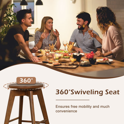 360° Swivel Counter Height Bar Chairs with Rubber Wood Frame