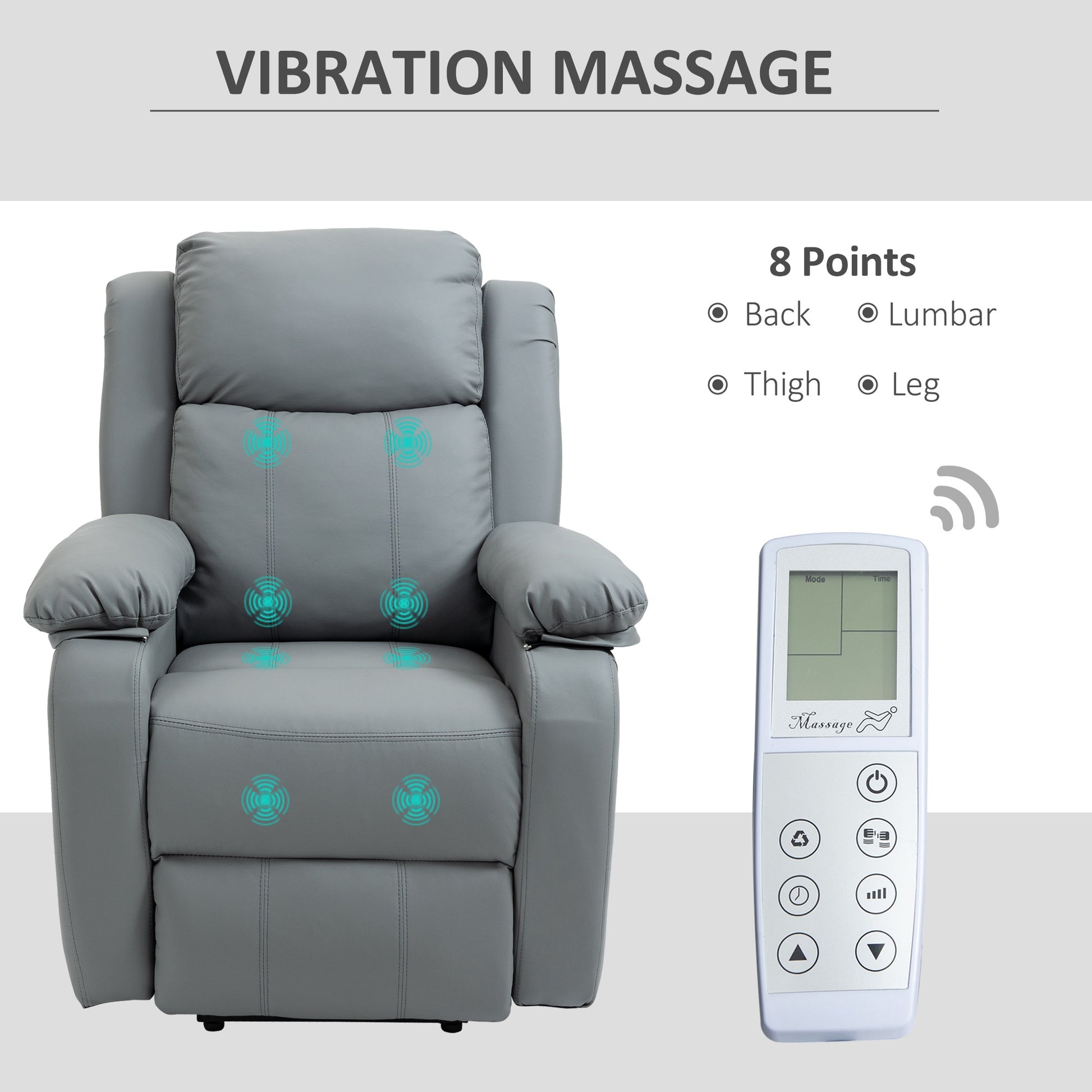 HOMCOM Electric Power Lift Recliner Chair Vibration Massage Reclining Chair with Remote Control and Side Pocket, Grey