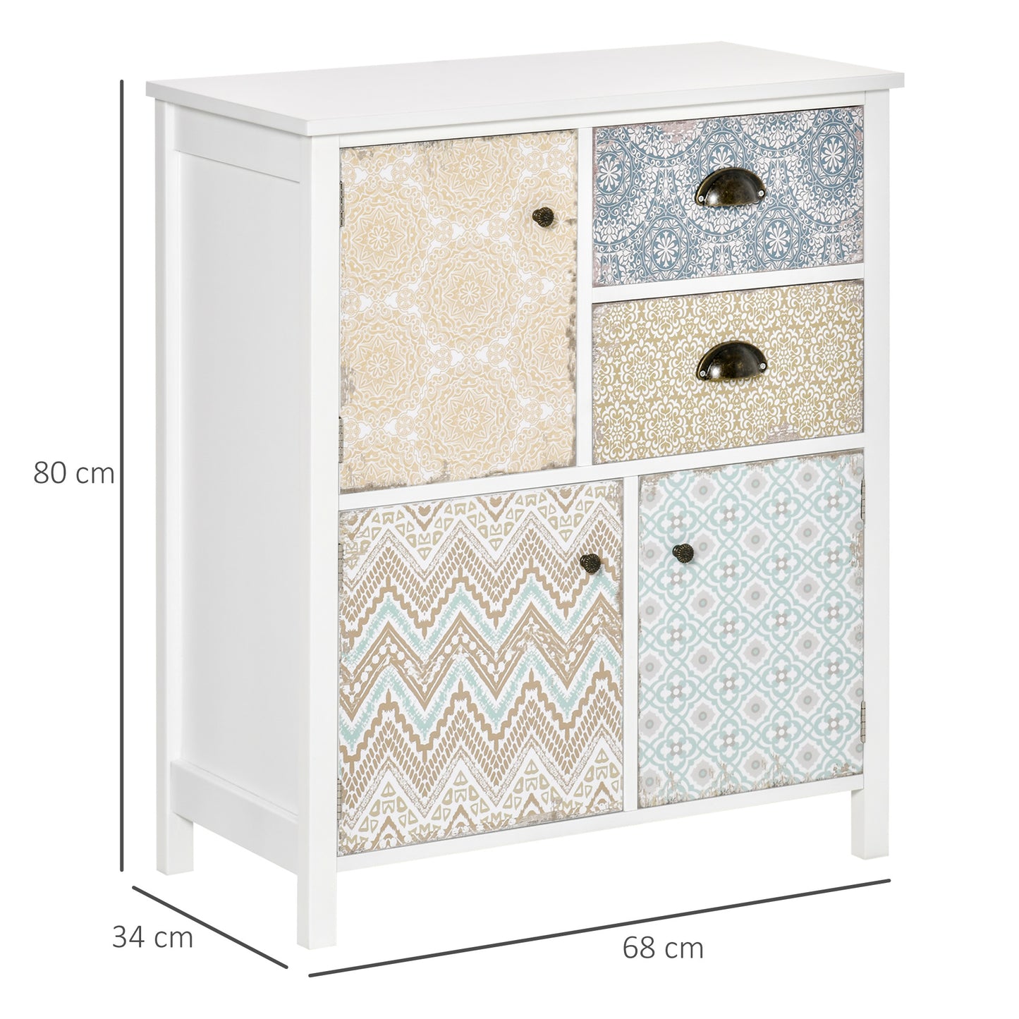 HOMCOM Drawer Table Sideboard Multi-purpose Storage Chest Shabby Chic Entryway Living Room Bedroom Furniture Organizer Unit