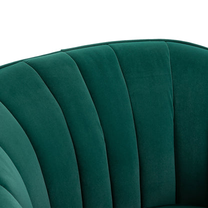 HOMCOM Velvet-Feel Tub Armchair, with Gold Tone Legs - Green