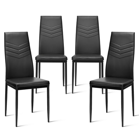 4 PCS Armless Side Chairs with Upholstered Cushion and Sturdy Metal Frame-Black