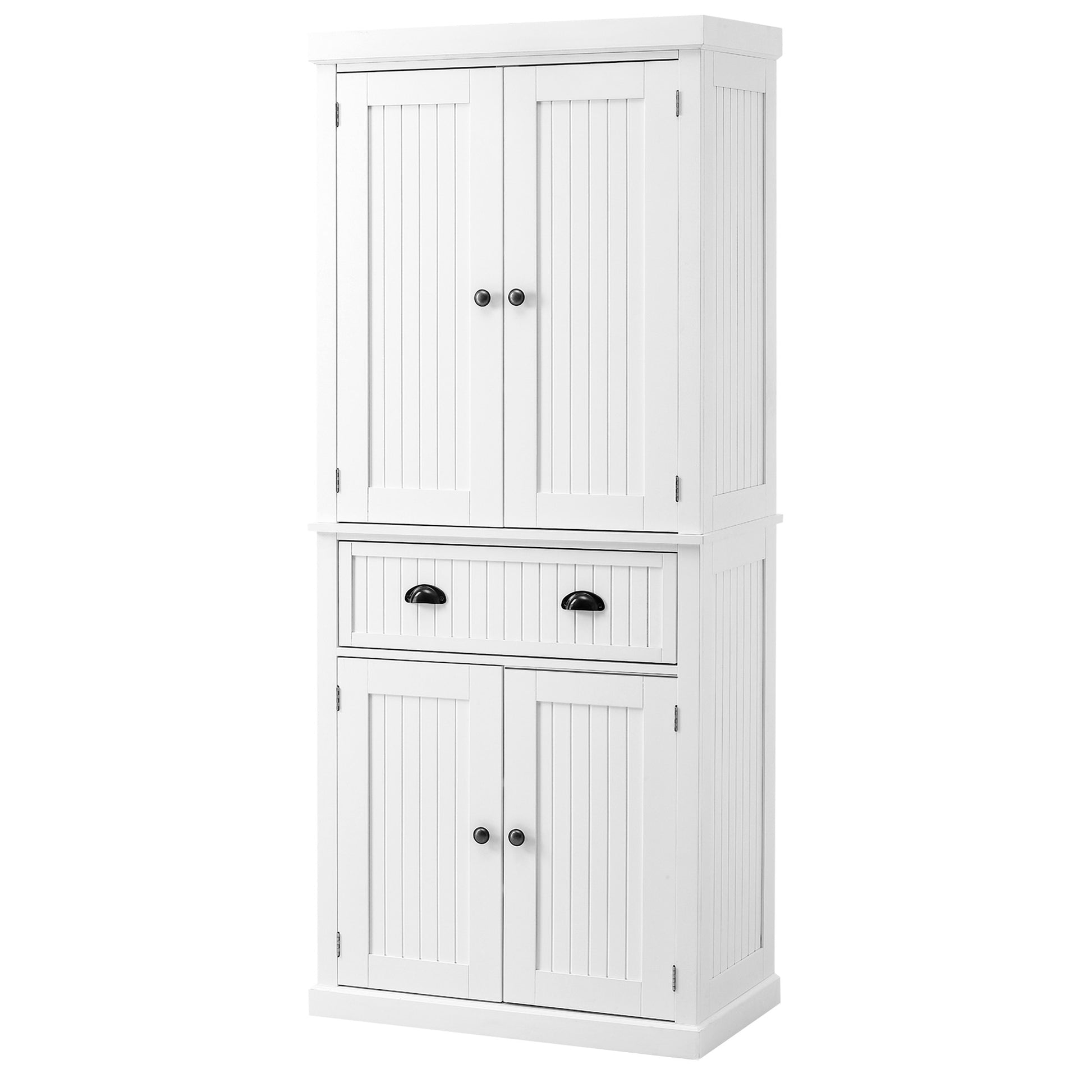 HOMCOM Traditional Kitchen Cupboard  Freestanding Storage Cabinet with Drawer, Doors and Adjustable Shelves, White