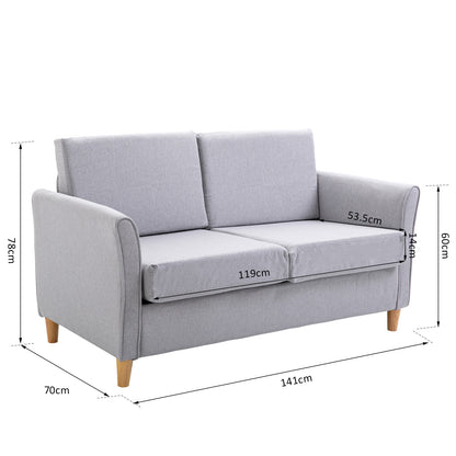 HOMCOM Sofa Double Seat Compact Loveseat Couch Living Room Furniture with Armrest Blue