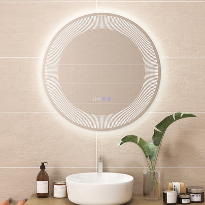 Wall-Mounted Vanity Makeup Mirror with 3-Color Dimmable Lights Touch Switch