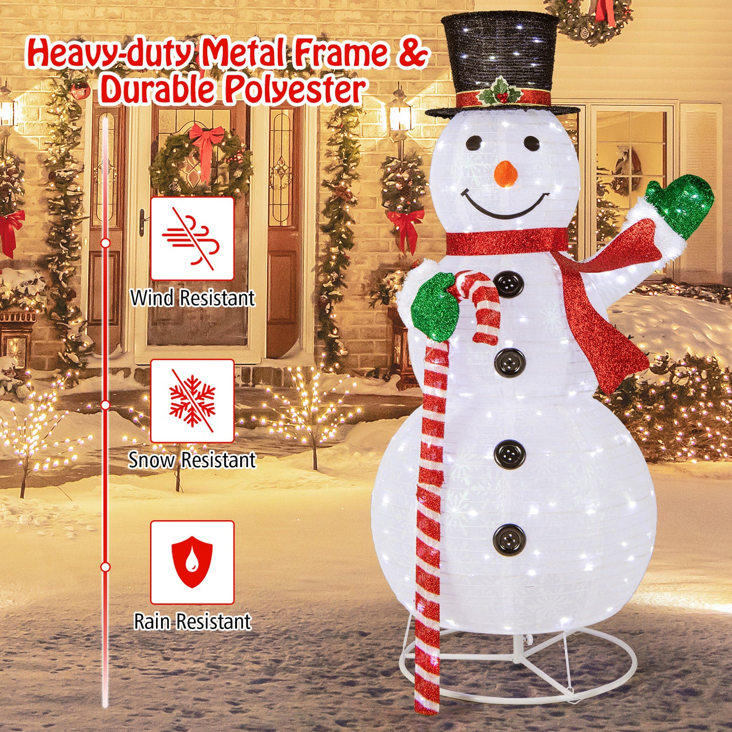 150 cm Lighted Pop-up Snowman with 180 LED Lights