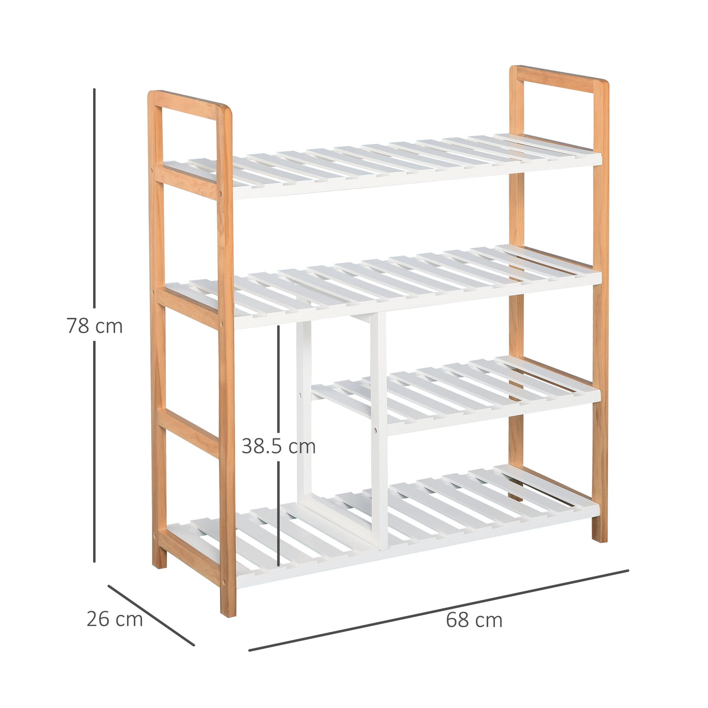 HOMCOM 4 Tier Shoe Racks Storage Stand Shelf Organizer Wood Frame 78 x 68 x 26 cm Hallway Furniture