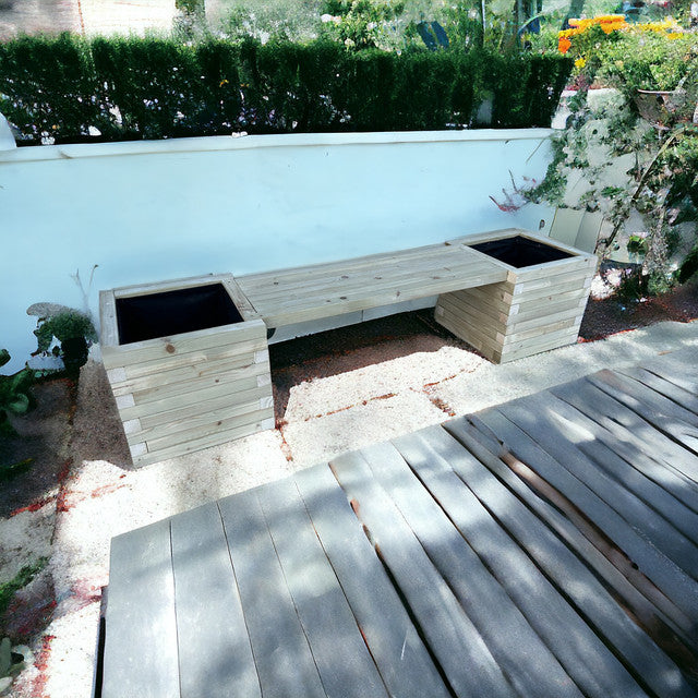 180 x 40 Garden Planters | Someset Style Bench | Planter With Trellis | Bespokeoutdoor | Garden Trellis | Unpainted