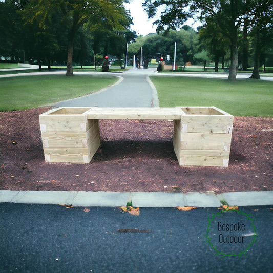 180 x 40 Garden Planters | Devonshire Style Bench | Planter With Trellis | Bespokeoutdoor | Garden Trellis | Unpainted