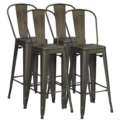 Metal Bar Stools with Removable Back, Rubber Feet for Kitchen, Bar, Restaurant-Gun