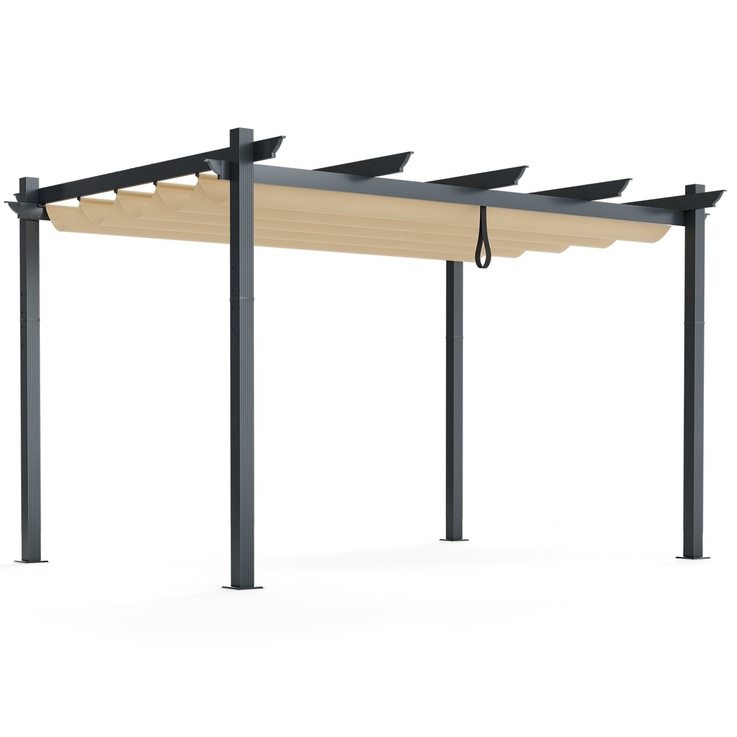 3 x 4 M Outdoor Retractable Pergola with Sun Shade Canopy-Beige