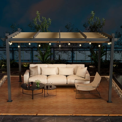 3 x 4 M Outdoor Retractable Pergola with Sun Shade Canopy-Beige