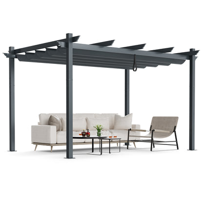 3 x 4 M Outdoor Retractable Pergola with Sun Shade Canopy-Grey