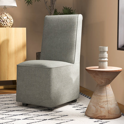 Modern Upholstered Armless Accent Chair with Resistance Casters-Grey