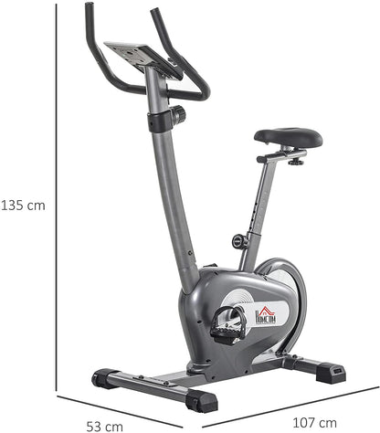 HOMCOM Indoor Magnetic Exercise Bike 10-Level Adjustable Magnetic Resistance Cardio Workout Cycling Bike Trainer, 16lbs Flywheel, LCD Display, Grey