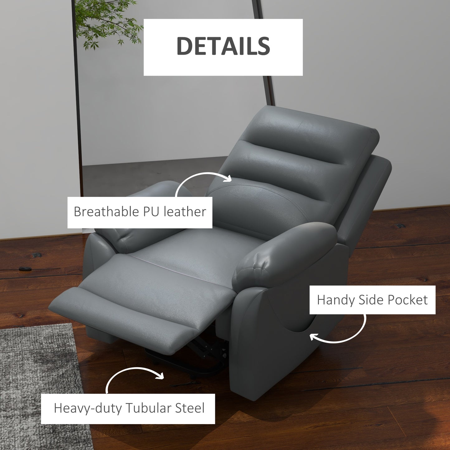 HOMCOM Electric Riser and Recliner Chairs for Elderly, PU Leather Power Lift Recliner Armchair with Vibration Massage, Side Pockets