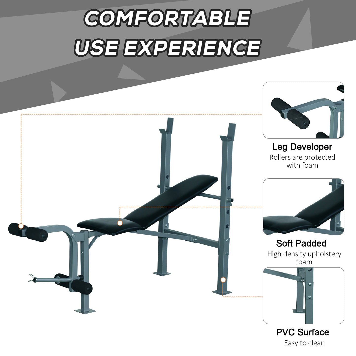 HOMCOM Heavy Duty Adjustable Multi Gym Chest Leg Arm Weight Bench w/4 Incline Postions - Black/Silver