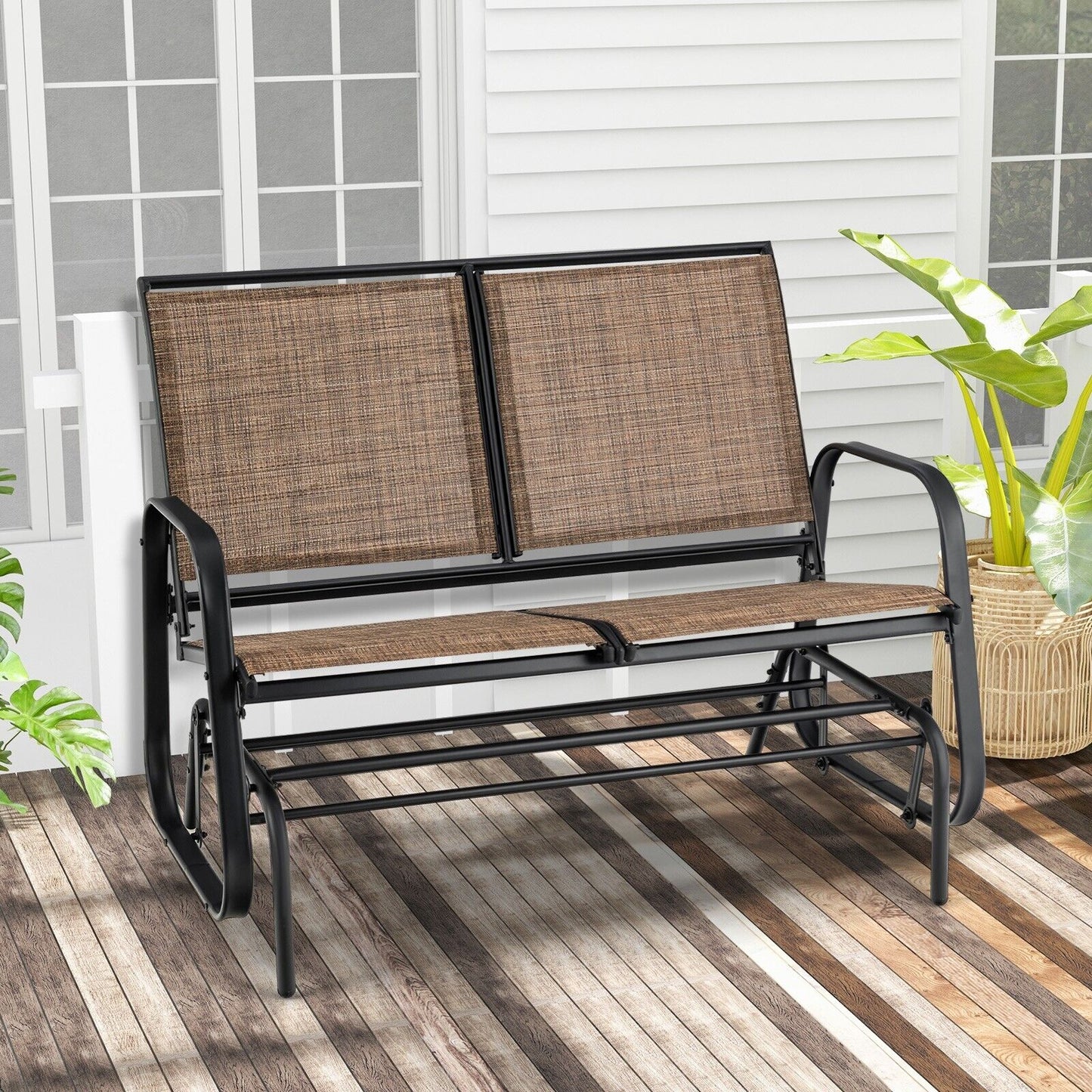 2 Seater Outdoor Glider Bench for Porch Backyard and Poolside