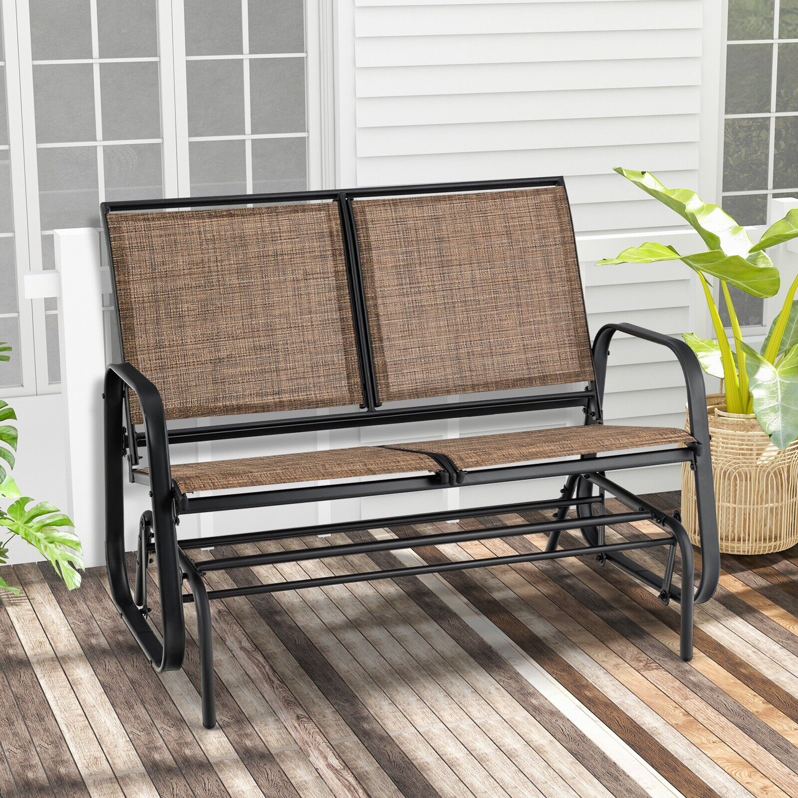 2 Seater Outdoor Glider Bench for Porch Backyard and Poolside