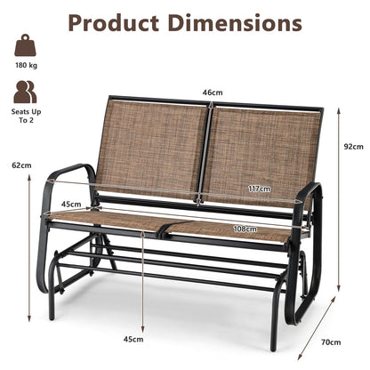 2 Seater Outdoor Glider Bench for Porch Backyard and Poolside