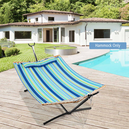 Outdoor Porch Hammock with Detachable and Wooden Spreader Bars-Blue