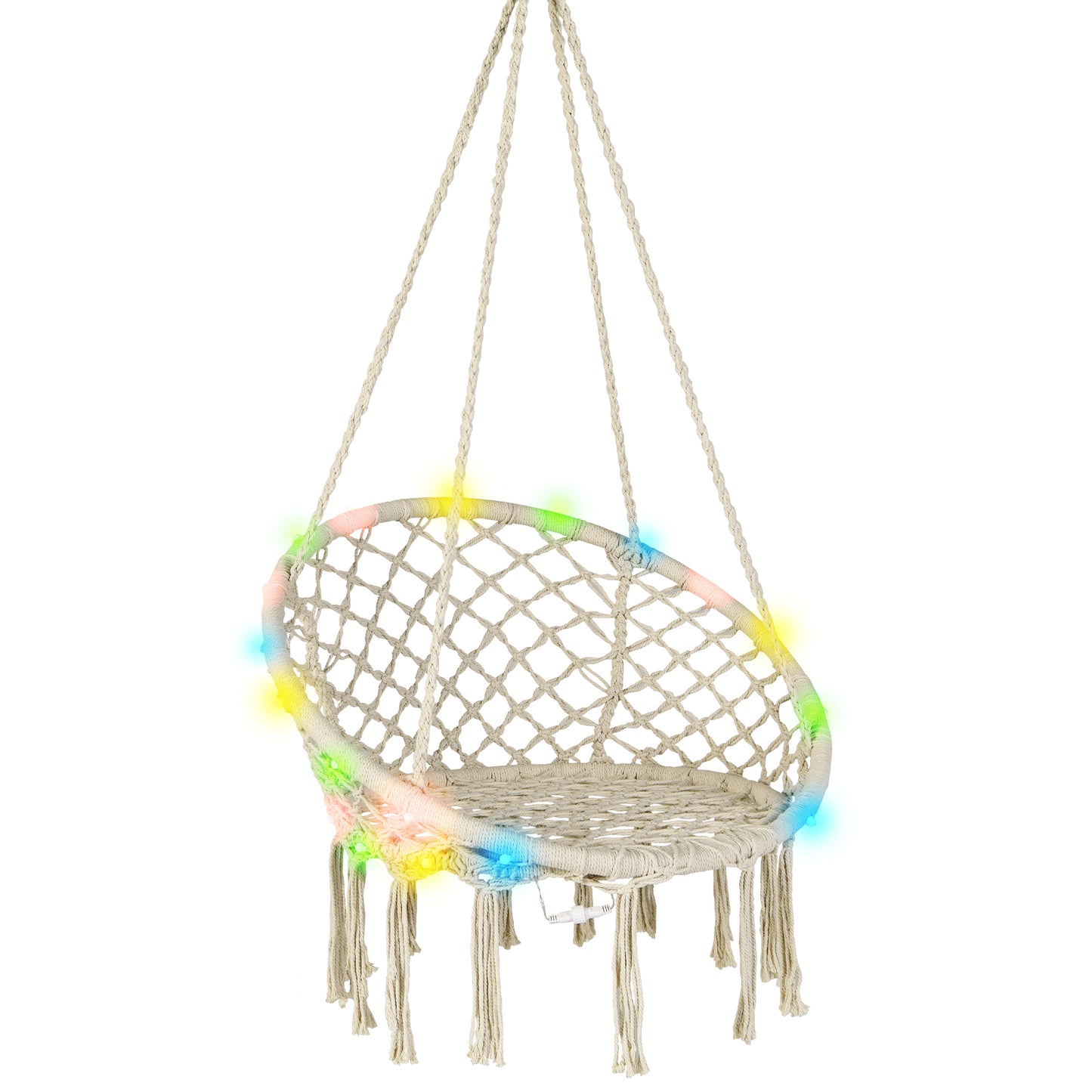 Hammock Chair Macrame Swing with LED Lights