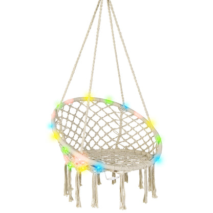 Hammock Chair Macrame Swing with LED Lights