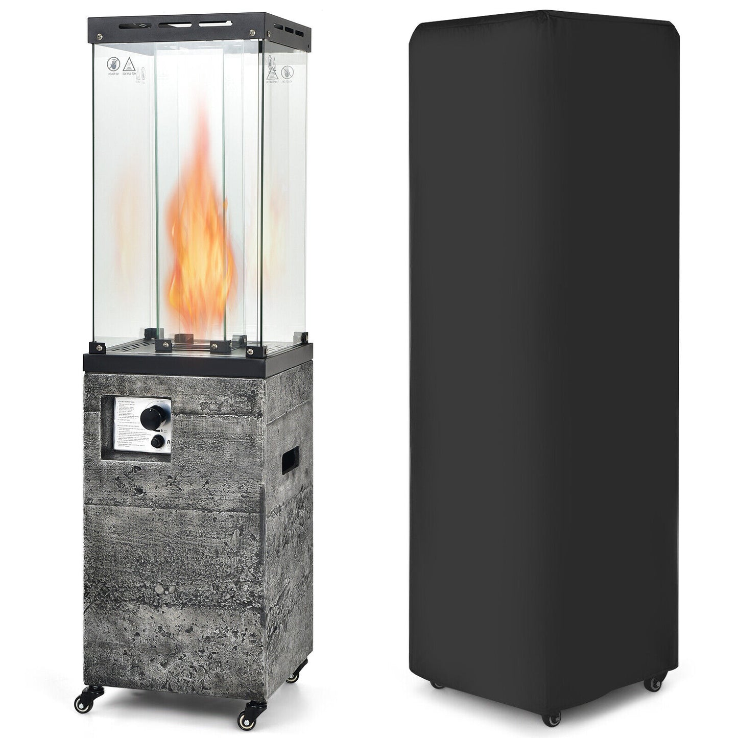 41,000 BTU Propane Patio Heater Outdoor Heater with Lockable Wheels-Dark Grey