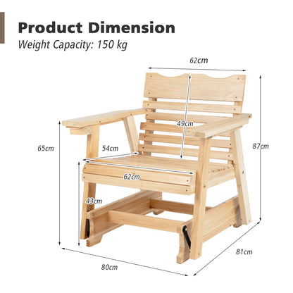 Wood Rocking Chair with High Back and Widened Armrests-Natural