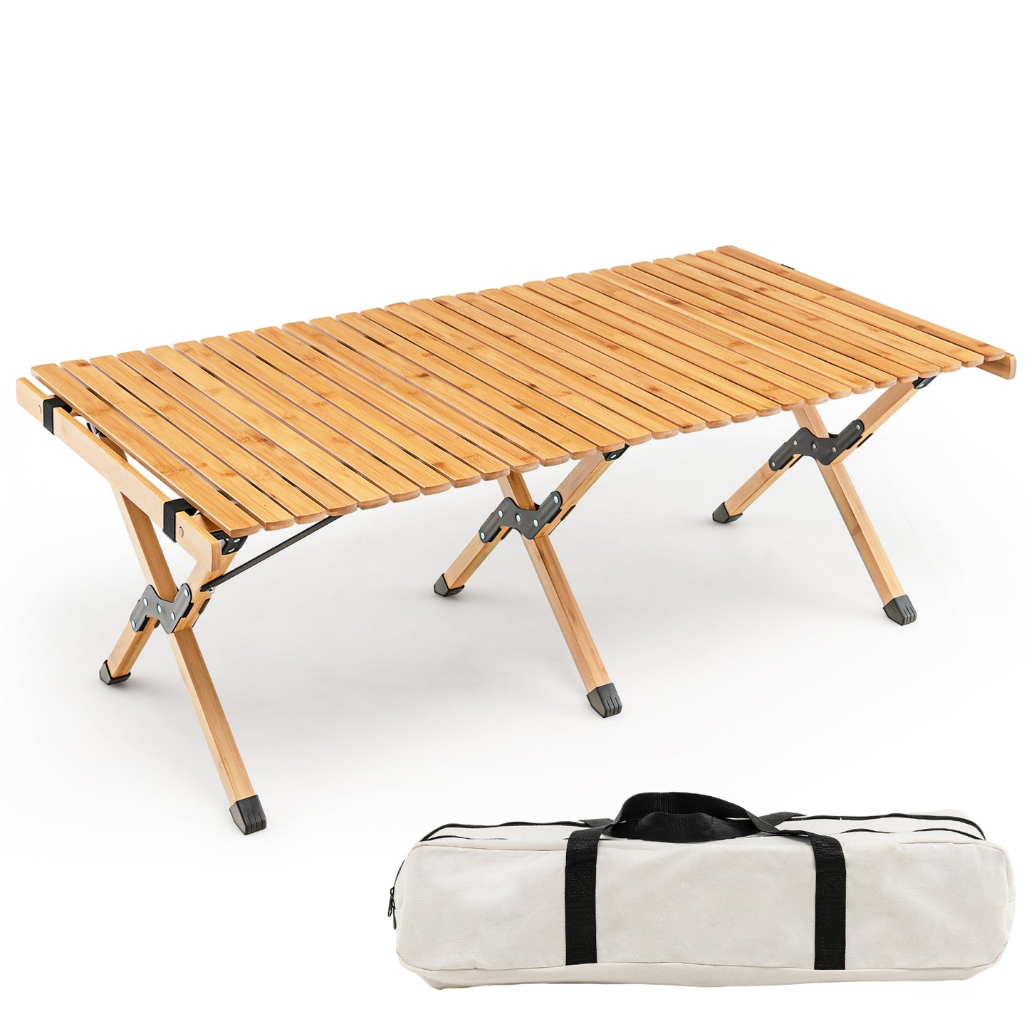 Folding Camping Table with Carry Bag for BBQ-Natural