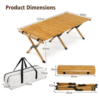 Folding Camping Table with Carry Bag for BBQ-Natural