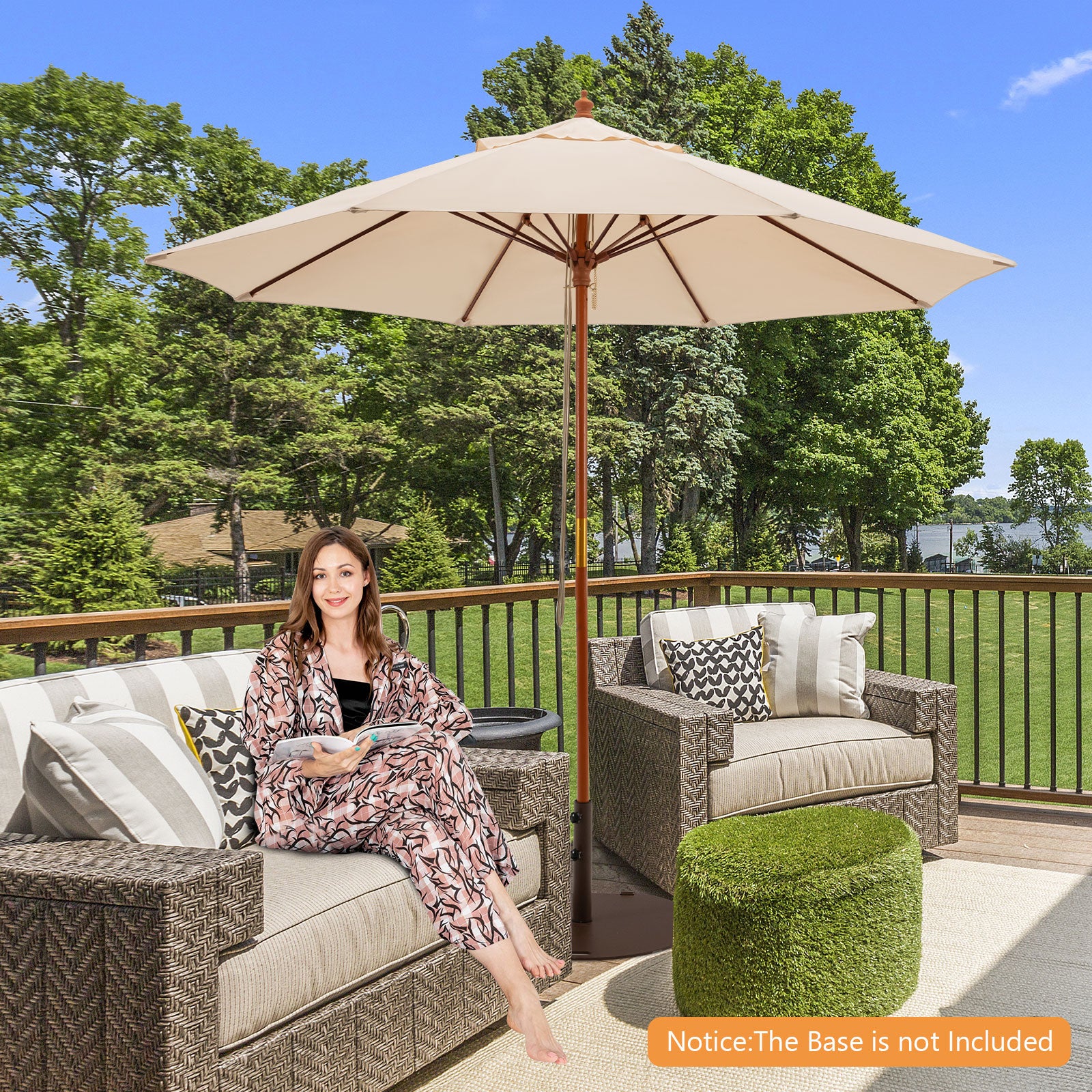 2.83M Garden Parasol with 3-Gear Position-Beige