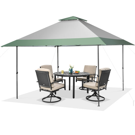 4m x 4m Pop Up Gazebo with 4 Reinforced Ribs and Widen Eaves-Green