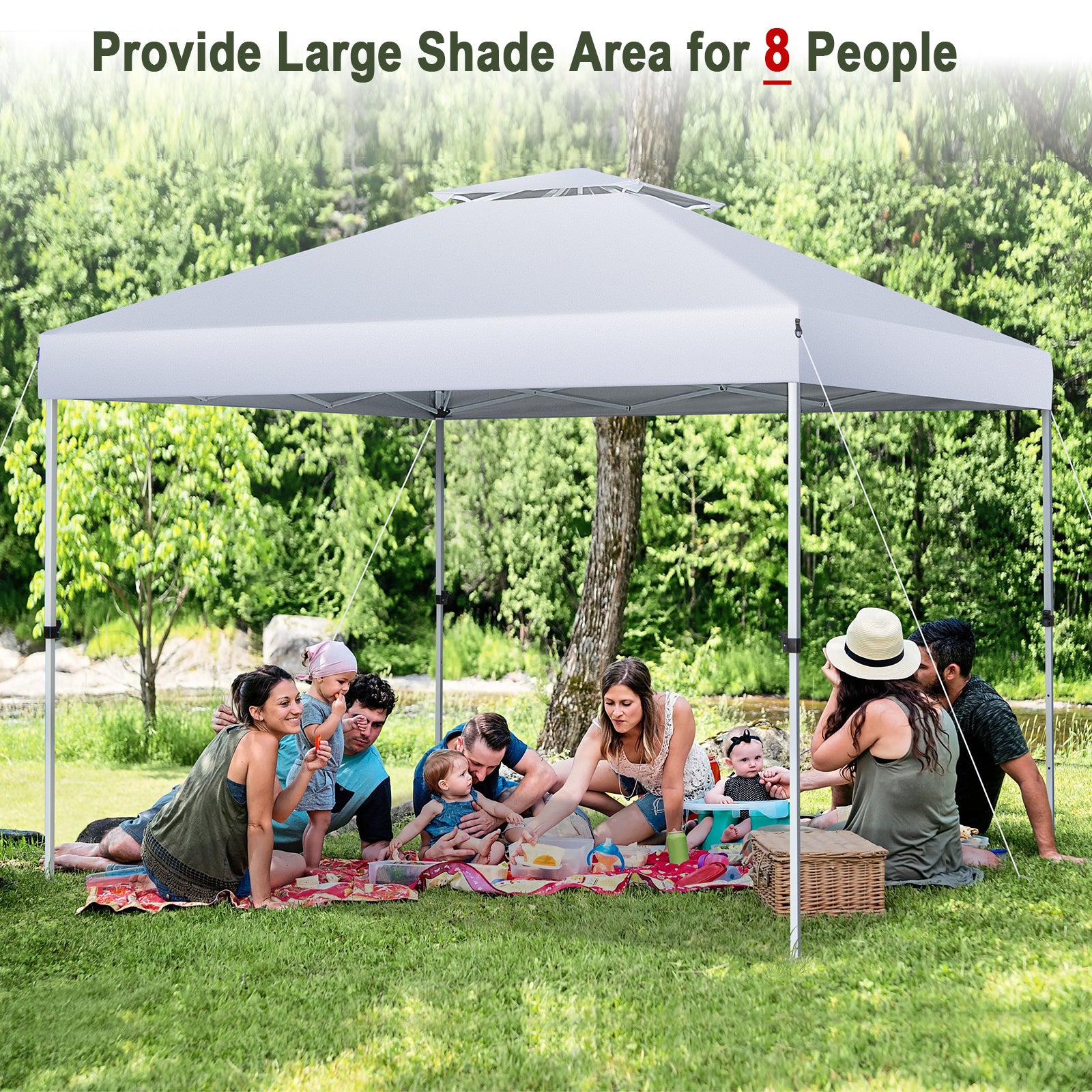 3m x 3m Pop Up Gazebo with Adjustable Height and Double Vented Roof-White