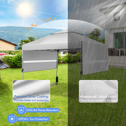 3 x 3m Rolling Pop up Gazebo with Adjustable Dual Awnings and Height-Silver Grey