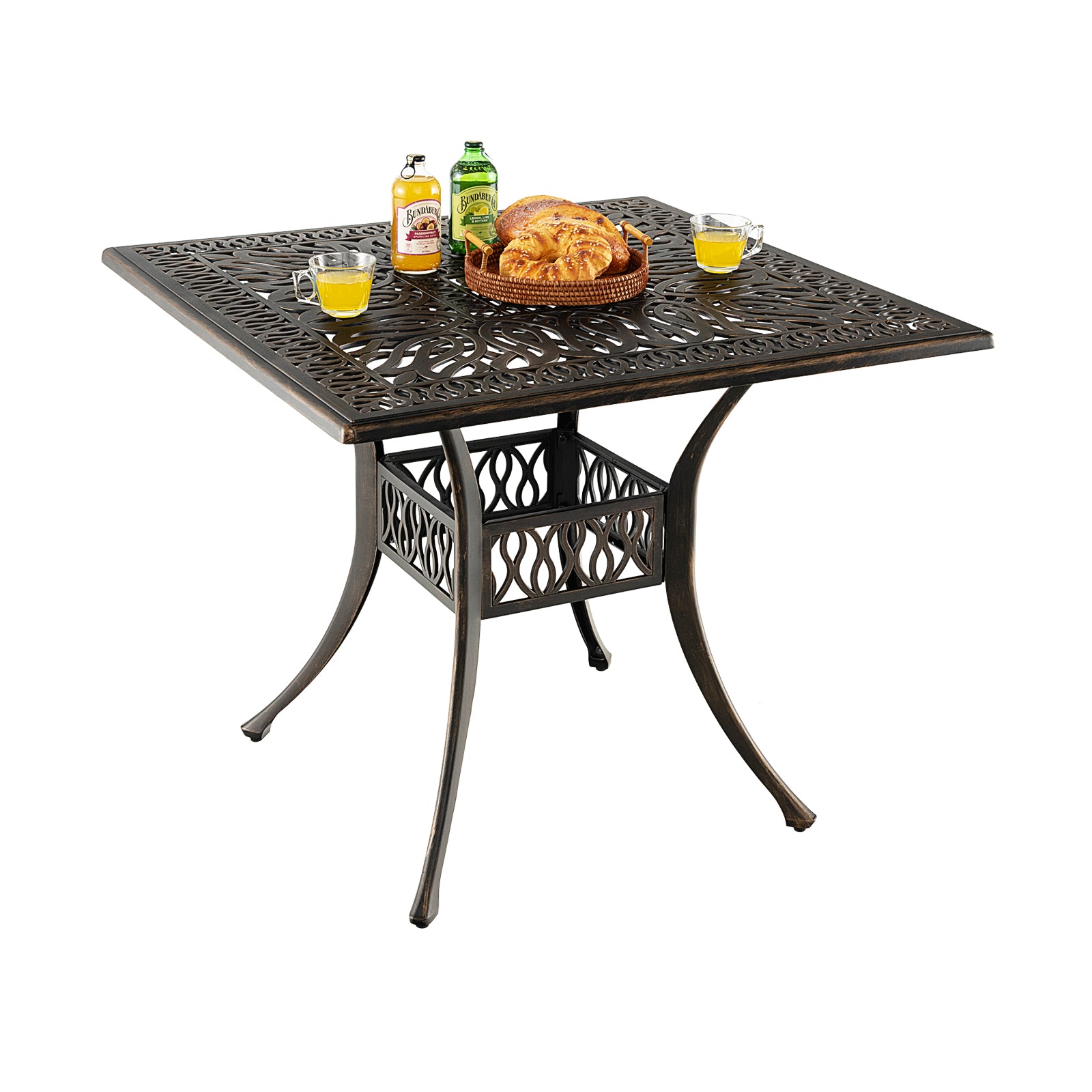 Patio Round/Square Aluminium Dining Table with Umbrella Hole-Square