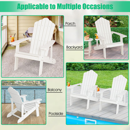 Adirondack Chair with Movable Cup Holder for Fire Pit Beach Deck -White