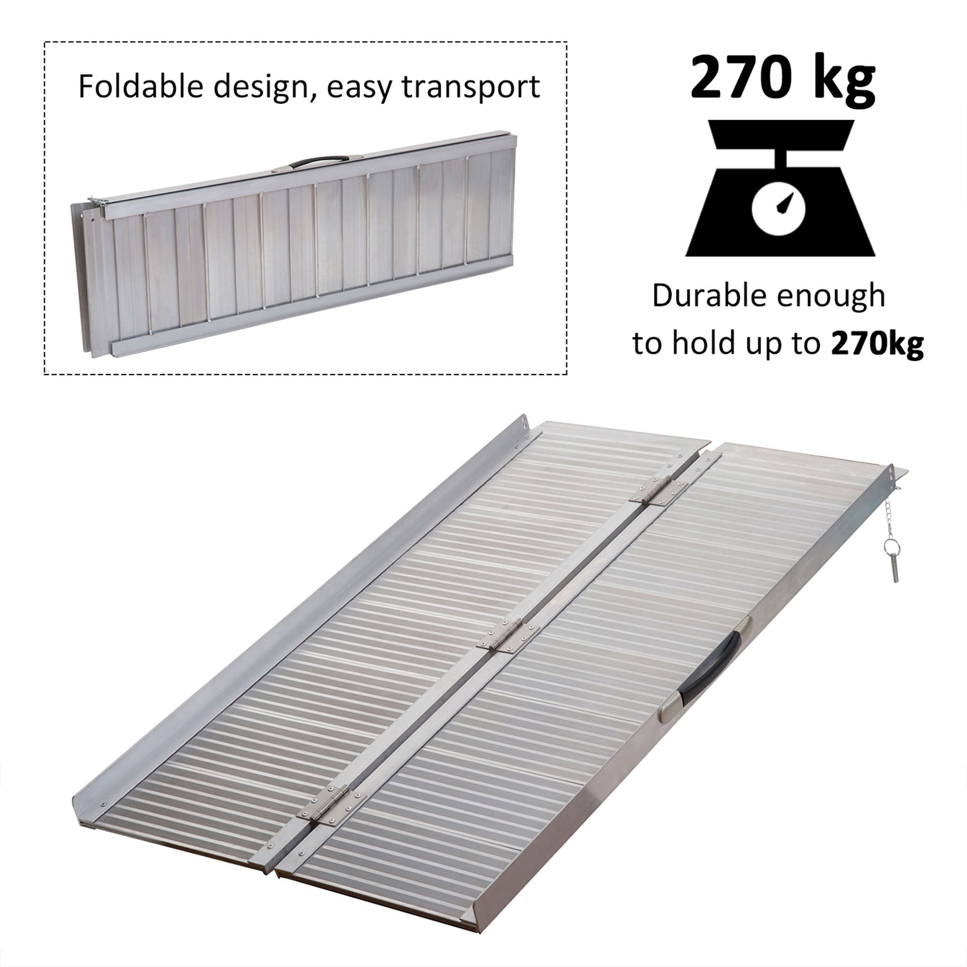 HOMCOM Folding Aluminum Ramp Wheelchairs/Scooters/Pet Mobility Ramp W/Handle 40"