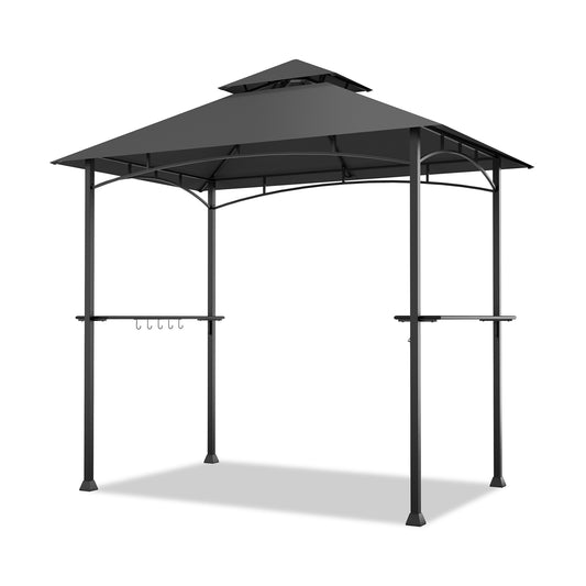 BBQ Grill Gazebo with Double-Tier Vented Top-Grey