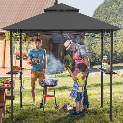 BBQ Grill Gazebo with Double-Tier Vented Top-Grey