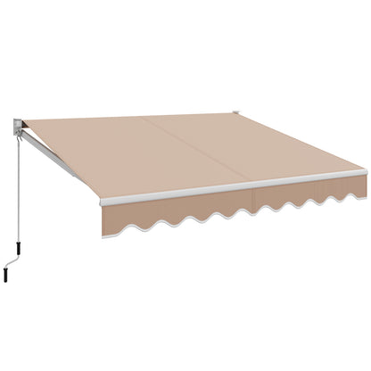 10 x 8 Feet Aluminum Retractable Awning with Crank Handle and Water-Resistant Polyester-Beige