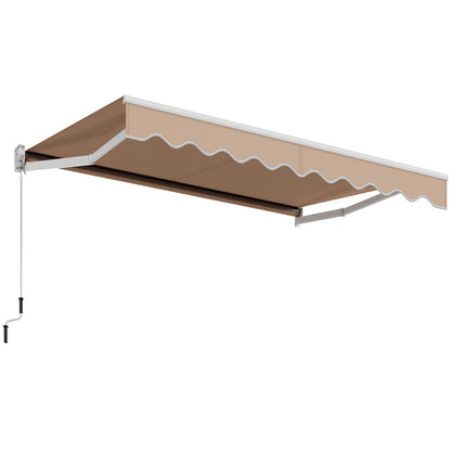 10 x 8 Feet Aluminum Retractable Awning with Crank Handle and Water-Resistant Polyester-Beige