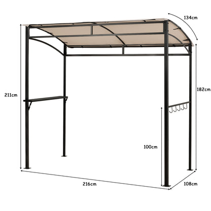 7 Feet Grill Gazebo with Serving Shelf and Storage Hooks-Beige